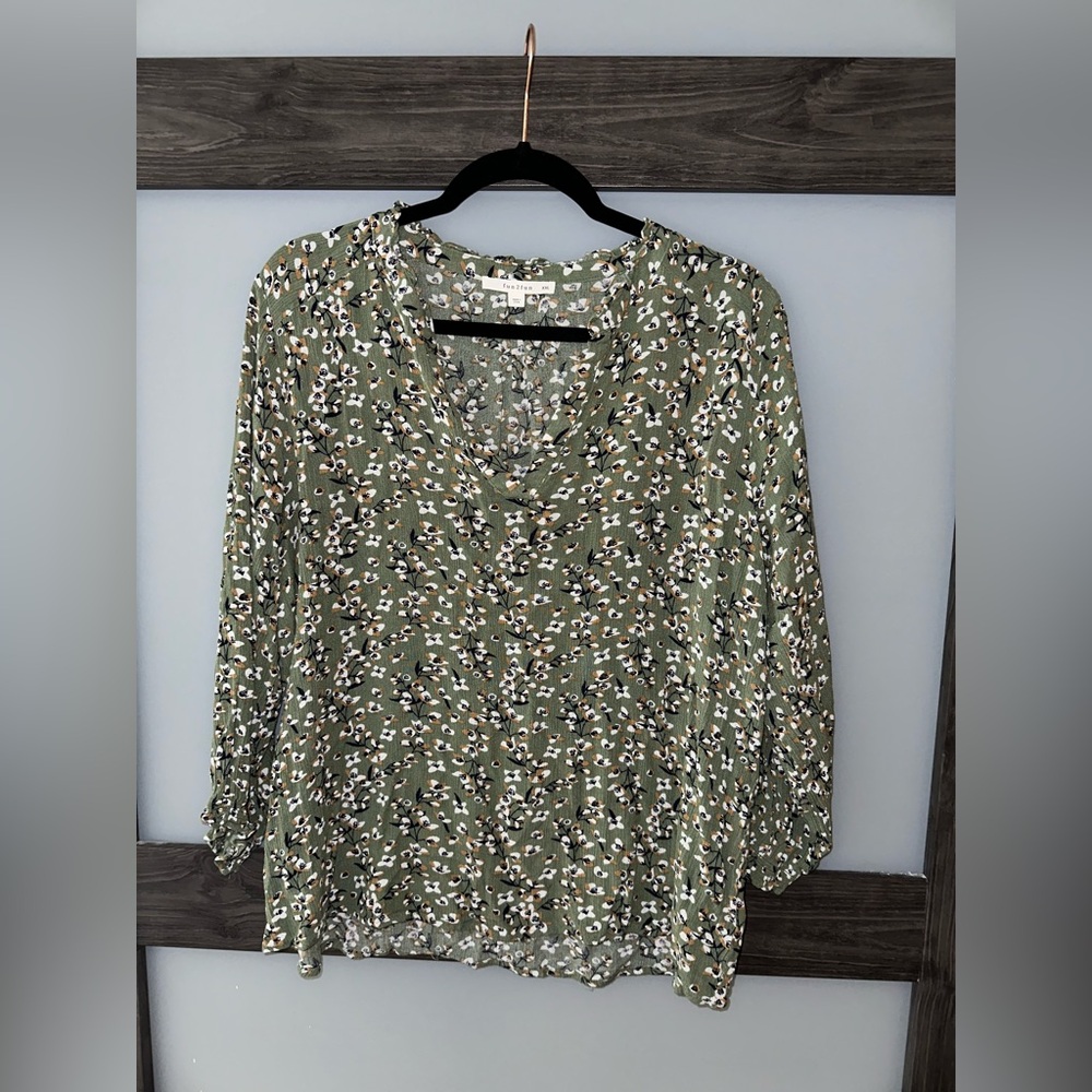 Monday fun Veronica smocked sleeve blouse Olive XXL